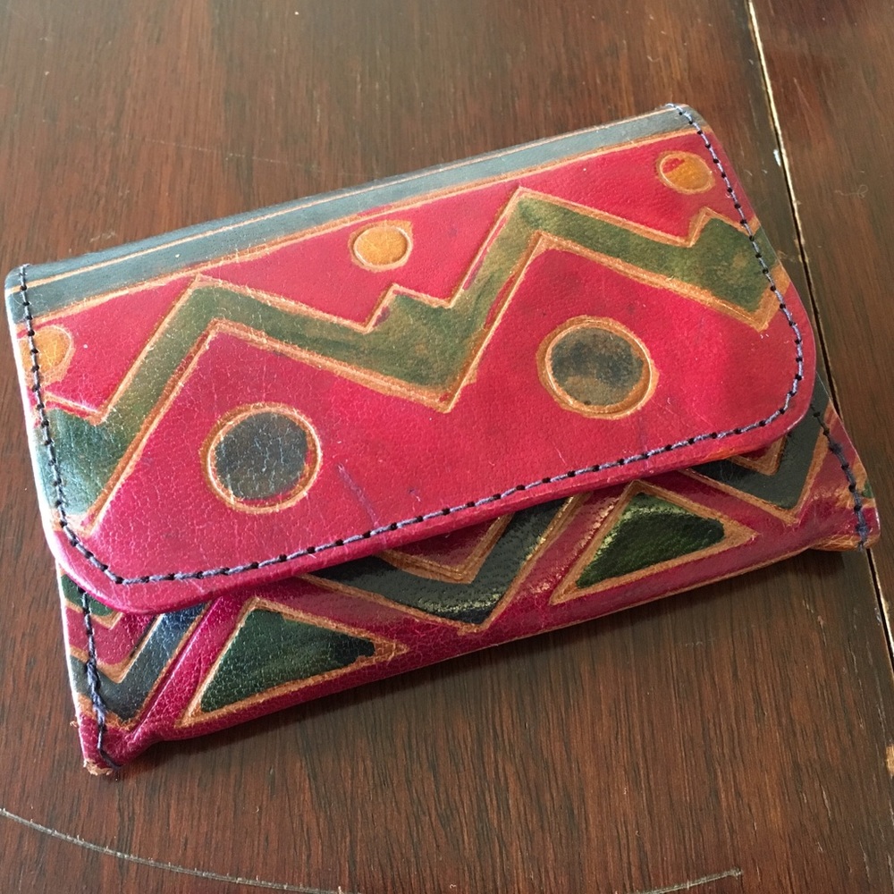 Vintage Leather BOHO key chain mini wallet
